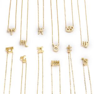 Promozionale femminile elegante 12 segno zodiacale collana pendenti con ciondolo catena d'oro girocollo astrologia collane - Product Image 2