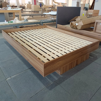 Cadre de lit plateforme moderne en bois massif sans tête de lit, montage facile pour chambre à coucher, décoration intérieure, design minimaliste, prêt à la vente