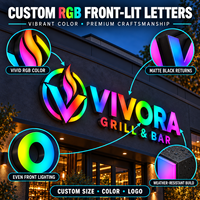 Enseigne lumineuse RGB haute luminosité, lettres en relief personnalisées, couleur personnalisée, logo 3D éclairé par l'avant pour enseigne de magasin, décoration murale extérieure
