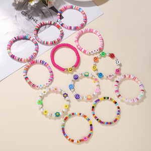 สีสันสดใสดินโพลิเมอร์หน้ายิ้มสร้อยข้อมือลูกปัดมุกเครื่องประดับแฟชั่นสตรีของขวัญอี้หวู่ต้นกำเนิด SY0186-1 - Product Image 2