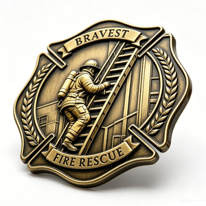 <b>Fire</b> Rescue Love Honor Duty Challenge Coin Zinc Alloy 3D Relief Commemorative Bravest Fireman Souvenir Gift - Product Image 6