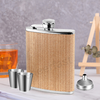 Coffret Cadeau de Flasques à Boire en Bois de Haute Qualité avec Couvercle, Flasque à Boire en Bois et Acier Inoxydable de 8oz