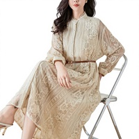 Nouvelle Robe Vintage Anti-statique à Motif Floral en Soie de Mûrier Brodé, Coupe Empire, Ligne A, Robuste, pour l'Été et le Printemps 2026