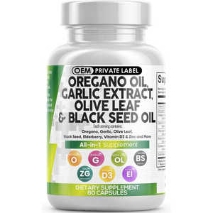 Biocaro minyak <span class=keywords><strong>Oregano</strong></span> kapsul biji hitam ekstrak bawang putih suplemen Elderberry untuk antioksidan kesehatan otot saraf tulang - Product Image 1