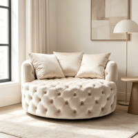 Fauteuil individuel pivotant de style américain, minimaliste et luxueux, en velours capitonné, moderne, rembourré en éponge, pour salons.