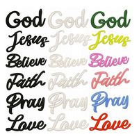 Patch brodé thermocollant ajouré avec les mots 'Dieu', 'Jésus', 'Foi', 'Amour', 'Prière' pour la décoration de vêtements et de portefeuilles, vente en gros