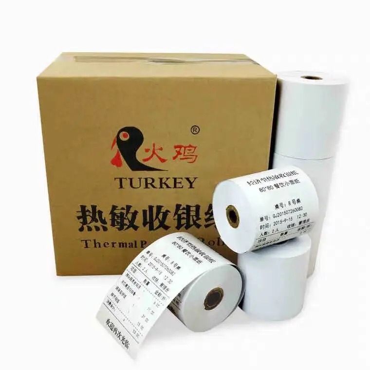 Tiền mặt đăng ký nhiệt giấy cuộn 65gsm 58gsm 55gsm Chất lượng cao tiền mặt đăng ký giấy loại 58 Mét POS thiết bị đầu cuối máy in