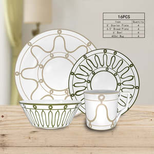 Ensemble de plats élégants en céramique géométrique jaune à motifs circulaires minimalistes - Product Image 5