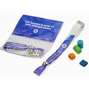Best Selling Environmentally Friendly RPET Custom Fabric Wristband with Slide Lock For VIP Concert Festival