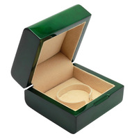 Boîte à montre en bois MDF finition piano vert foncé de luxe, boîte de rangement pour une seule montre, boîte cadeau avec logo personnalisé