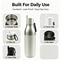 Thermos à double paroi en acier inoxydable personnalisé de 350 ml, anti-fuite, sous vide, gobelet de sport de voyage, large ouverture, poignée portable, salle de sport