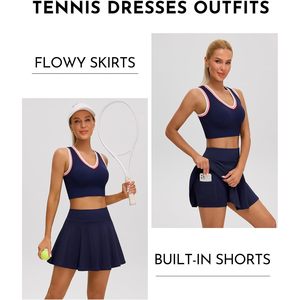 Conjunto de dos piezas de tenis para mujer, top corto sin mangas y falda, ropa deportiva de verano de secado rápido - Product Image 5