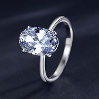 Ada Jewelry Anillo de Bodas de Lujo en Plata de Ley S925 con Zirconia Ovalada de 5ct para Mujer, Ideal para Fiestas
