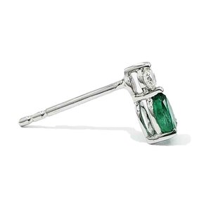 Hong Kong vente chaude nouveaux bijoux 18k or blanc massif véritable diamant bijoux ovale émeraude pierre gemme minuscules boucles d'oreilles pour les femmes - Product Image 3