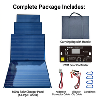 Panneau solaire monocristallin à haute efficacité 600W 6 plis 18V/36V avec connecteur Anderson, chargeur solaire étanche Alligator