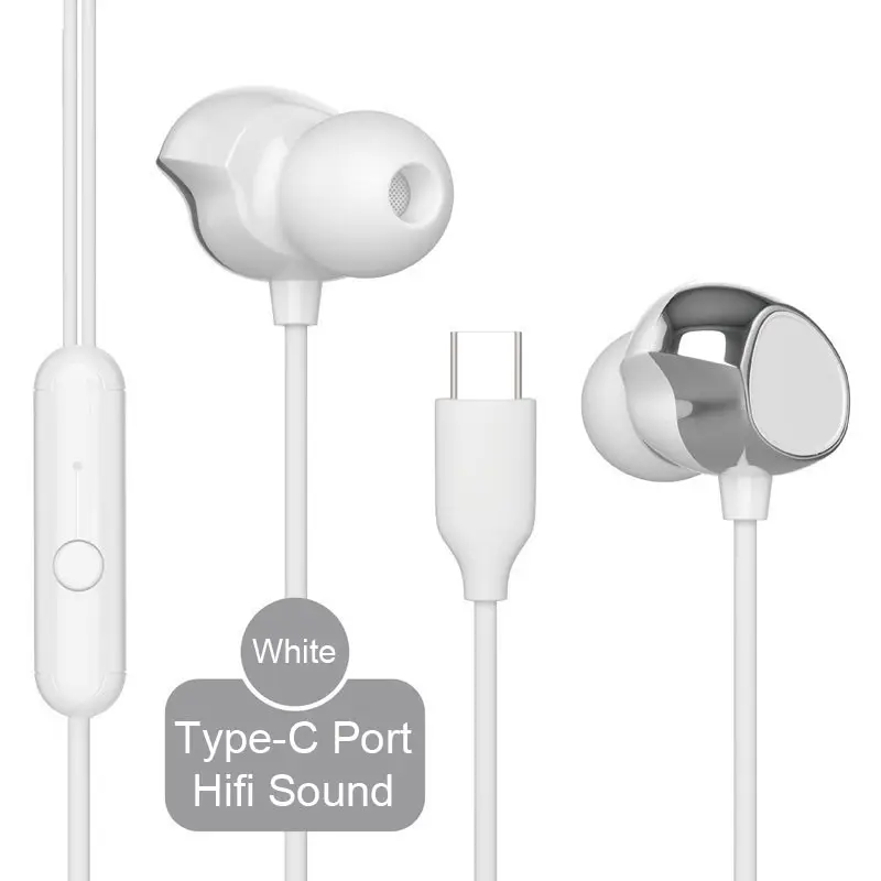 2024 baru 1.2M Earphone In-Ear berkabel Tipe C dengan mikrofon untuk iPhone 15 & Samsung Earphone & headphone musik