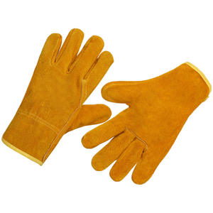 Gants de conducteur jaunes à deux couches, entièrement en cuir, paume entière, isolants thermiques et résistants à l'usure, en cuir de vache, pour le soudage - Product Image 1