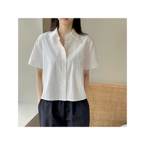 Camisa corta Coreana de alta calidad, suplemento de aspecto de invitado, la mejor opción, ajuste holgado [UTMOST], camisa corta simple de Maison - Product Image 1