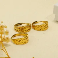 Retro Geflochtener Verstellbarer Offener Ring, Edelstahl, Vergoldet Schicker Minimalistischer Mode-Täglicher Schmuck für Damen