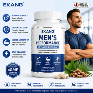 Cápsulas para Hombres de Fórmula Avanzada con Certificación cGMP, 120 Unidades, Suplemento Dietético con Maca para el Apoyo Hormonal - Product Image 1