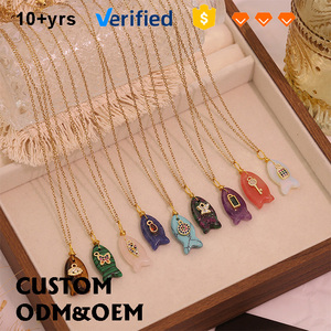 Dainty Đá Tự Nhiên Cá Zircon Mặt Dây Chuyền Vòng Cổ Thép Không Gỉ Mạ Vàng Chuỗi Liên Kết Nữ Dễ Thương Hợp Thời Trang Cuộc Sống Hàng Ngày TGXL11003 - Product Image 1