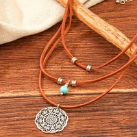 Kalung Choker Motif Bunga Beludru Gaya Denim Vintage Batu Alam Eropa Amerika, Aksen Gelombang Air, Bahan Paduan Logam