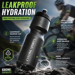 680ml PP5 BPA 프리 스퀴즈 사이클링 물병 (로드 바이크, <span class=keywords><strong>MTB</strong></span>용) 누수 방지 직접 음용 물병 (맞춤 로고 가능) - Product Image 3