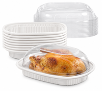 Conteneur d'emballage jetable pour poulet rôti avec couvercle transparent anti-buée pour poulet entier, canard rôti et poulet frit