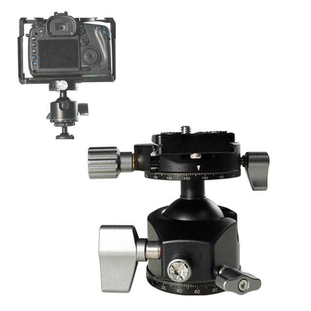 CNC 30mm 40mm Aluminum Lowprofile Camera Ball Head Dual Panoramic Tripod Ball Head With Ultralight Camera Plate