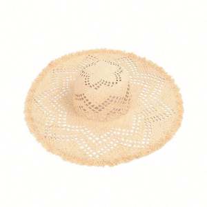 Female Hand Woven Hollow Raffia <b>Straw</b> <b>Hats</b> <b>Summer</b> Women Large Brim Dome Sunshade Beach <b>Straw</b> <b>Hat</b> - Product Image 1