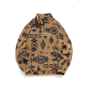 Chaqueta de Invierno de Estilo Étnico Retro, Holgada, Informal, con Estampado Geométrico, de Manga Larga, con Cierre y Aislamiento Térmico - Product Image 1