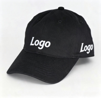 Unisex zwarte katoenen baseballpet, verstelbare pet, zeefdruklogo, buitensport hoofddeksel