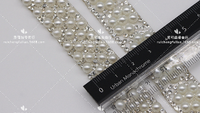 Ruban de dentelle brillant fait main de 2 cm de large avec perles, sequins et tulle pour col de vêtement