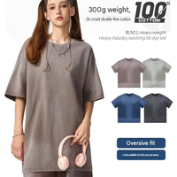 T-shirt Streetwear Homme Oversize à Épaules Tombantes, Coupe Ample, Manches Courtes, 300G Coton Pur, Imprimé Numérique Dégradé Moucheté, Style Jeunesse