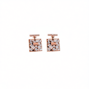 Pendientes de Diamantes Vistana en Oro Rosa, Corte Baguette Geométrico, Engaste de Puntas, Joyería Fina de Lujo para Fiestas, Unisex - Product Image 1