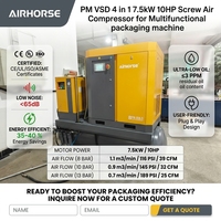 Compresseur d'air à vis multifonctionnel Airhorse 7,5 kW 10 CV 8 bars 1,1 m³/min 4-en-1 PM VSD 39 CFM 300 L CE ASME pour machine d'emballage multifonctionnelle