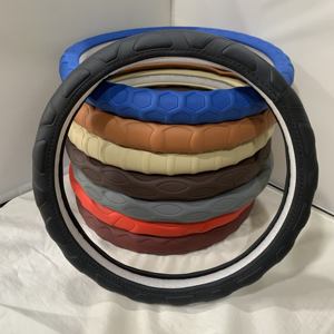 Housse de <span class=keywords><strong>volant</strong></span> en <span class=keywords><strong>cuir</strong></span> noir gaufré respirante, accessoires pour voiture, housse de <span class=keywords><strong>volant</strong></span> - Product Image 1