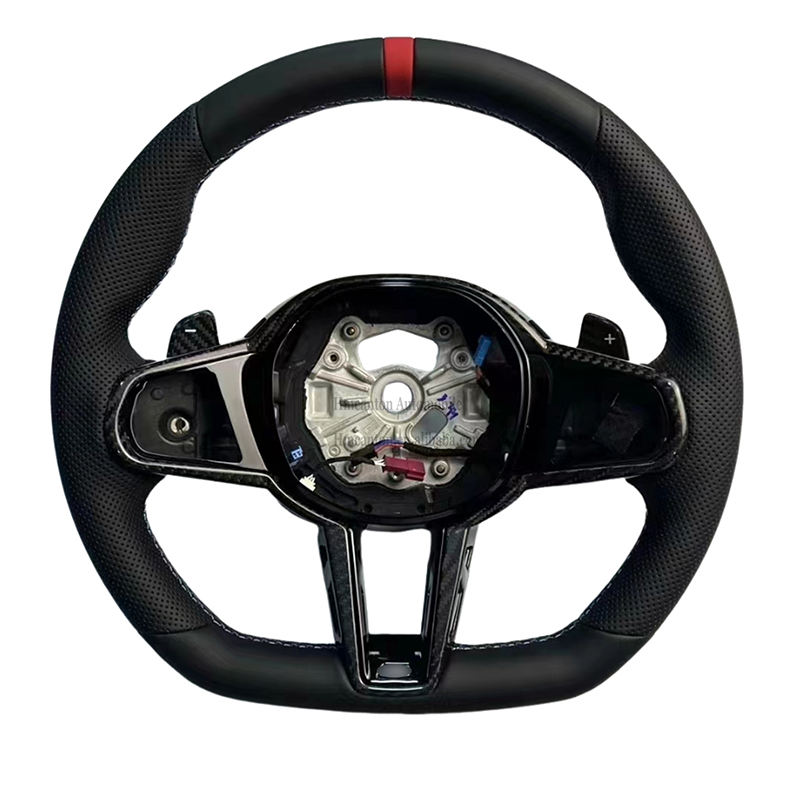 หนังพรุน + แถบสีแดง + เย็บ M