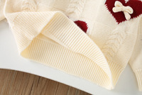 Pull en tricot acrylique pour bébés filles, nouveau pull mignon pour l'automne/hiver, motif cœur, nœud, haut tendance pour enfants