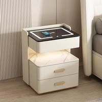 Meubles de chambre à coucher modernes Table de chevet intelligente à chargement sans fil USB avec compartiment caché et sûr