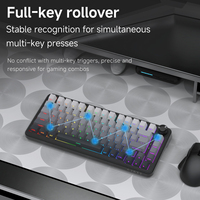 Clavier mécanique Ajazz Ak820 Max Plus Tri Mode, batterie de 8000 mAh, structure de joint à 5 couches pour l'atténuation du bruit, éclairage RVB