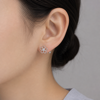 Boucles d'oreilles clous Muweike en argent sterling 925 vermeil avec zircon, motif floral, élégantes pour femme, bijoux raffinés