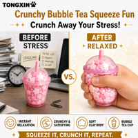 Jouet anti-stress TONGXIN en forme de tasse de bubble tea en argile brillante et croustillante, jouet macaron moelleux, jouet anti-stress Boba Tea Squishy Crunchy Squish Toy Studio