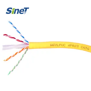 CMR Cat6 إيثرنت كابل قائمة ETL 1000 قدم m 23AWG سلك نحاسي عاري صلب خالص MHz eutp PVC CMR Cat6 الناهض أزرق أبيض