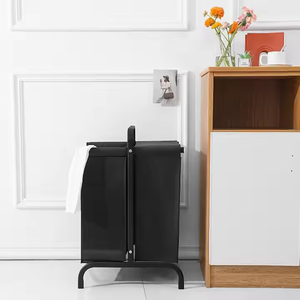 Manufacturer Custom Rustic Bedroom Laundry Hamper 2-Compartment Bathroom Organizer and Laundry Basket - Product Image 3