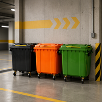 Poubelle à roulettes en plastique 770L HDPE pour extérieur avec couvercle, quatre roues, logo personnalisé, poubelle pour les événements