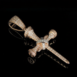 Bling Iced Out S925 Argent De Luxe Bijoux Faits À La Main Avec Moissanite Diamant Plaqué Or Nail Croix Charme Pendentif pour Hommes Femmes - Product Image 1