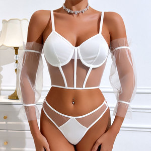 Set <span class=keywords><strong>Reggiseno</strong></span> con Ferretto Liscio e Senza Cuciture, Lingerie Erotica Trasparente con Lacci sul Retro per Donna, Intimo all'Ingrosso per Fabbriche - Product Image 1