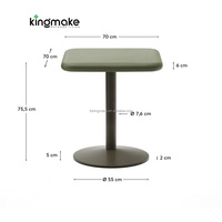 Table haute ronde vert foncé résistante aux intempéries, table de cocktail compacte à pied unique pour café, jardin, terrasse