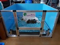 Boîte de mise bas pour animaux en métal de 32" x 32" x 24" avec cadre en acier inoxydable, taille et couleur personnalisables
